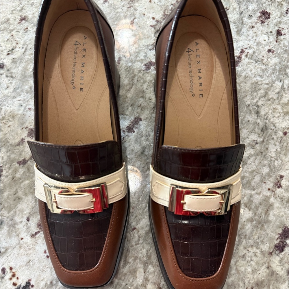 Alex Marie Dark Brown and Cream Loafers size 9